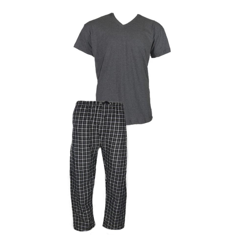 Men's Pajama Set 2pc Super Soft Short Sleeve Cozy Lounge Top & Bottom Set