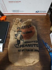 Vintage Planters Roasted Peanut MR. Peanuts Burlap Bag 1lb 8oz Sack