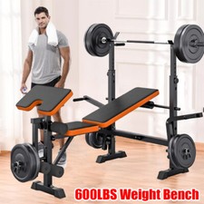 600 lbs Weight Bench Adjustable Bench Press Set with Squat Rack Olympic Workout