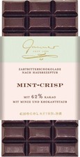 Gmeiner Confiserie: Zartbitterschokolade "Mint-Crisp" 100 g, 62 % Kakao
