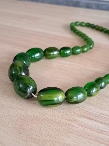 Chameleon Marble Bakelite Catalin Translucent Antique Set Bead Necklace Bracelet - 第 9/24 張圖片