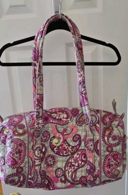 Vera Bradley Paisley Meets Plaid Quilted Travel Overnight Duffel Bag-18 