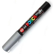 Uni Posca PC1M.26 Water-Based Paint Marker, Extra Fine Point, Silver