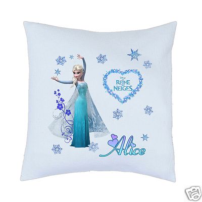 Coussin La Reine Des Neiges Personnalisé 45x45 - Prénom Au Choix - Blanc/Multicolore