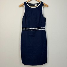 J. Crew Womens Sleeveless Rickrack Trim Sheath Suiting Dress Navy Blue Size 6
