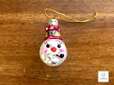 Hand Blown Glass Ameri Christmas Frosty The Snowman Head Holiday Ornament