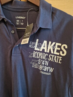 NEU mit Etikett! Herren Poloshirt von Livergy Gr. 52-54, in Dunkelblau mit Print
