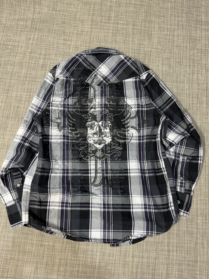 Camisa De Colección Y2K Helic Abotonada Manga Larga Jóvenes Niños Talla Grande Punk Rock Foto 2 de 4