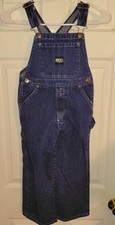 Key Youth Bib Overalls Darker Wash Blue Denim Boys Size 6 Carpenter Pockets EUC