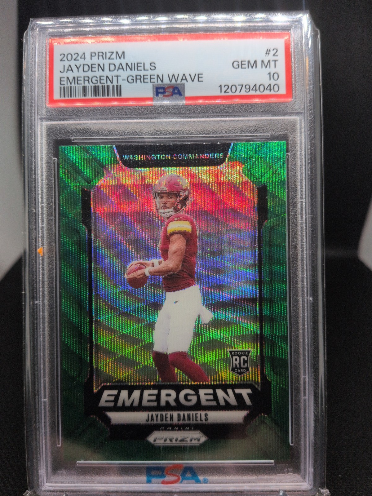 Jayden Daniels Panini Prizm Emergent #2 Green Wave