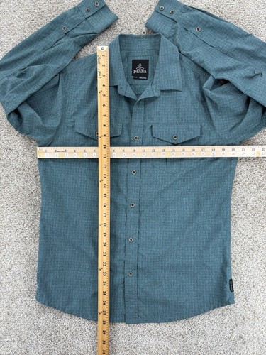 PrAna Ascension Shirt Mens S Blue Roll-Tab Sleeves Lightweight Outdoor Gorpcore - Picture 11 of 14