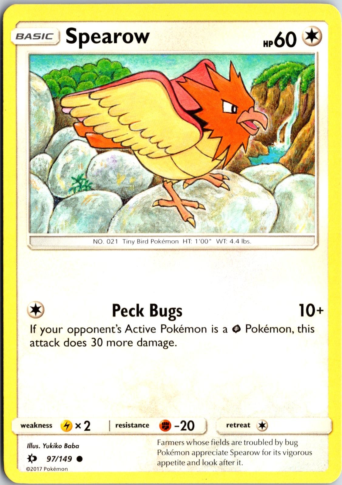 Spearow 97/149 Near Mint Common SM Base Set Pokemon