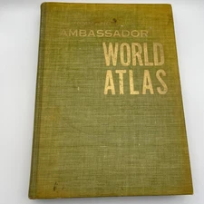 Vintage Hammonds Ambassador World Atlas Color Maps 3rd Printing HC 1956