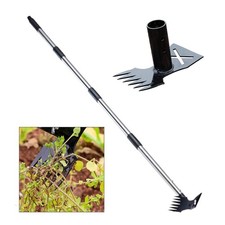Langstiel manuelles Unkrautstecher 2 in 1 Gartenhacke und Rechen zur Bodenvorber