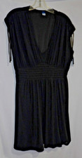 OLD NAVY Black V-Neck Sleeveless DRESS Lined Skirt KNEE Length Women Size L NWT