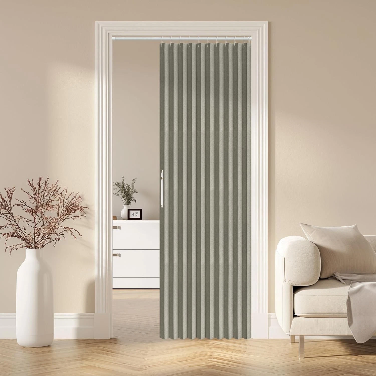 Blackout Accordion Door Magnetic Curtain Grey 42x78