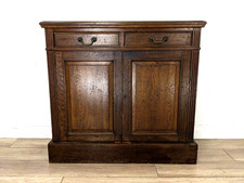 CUPBOARD Vintage Dark Oak Small Sideboard 2 Drawer Double Door FREE DELIVERY