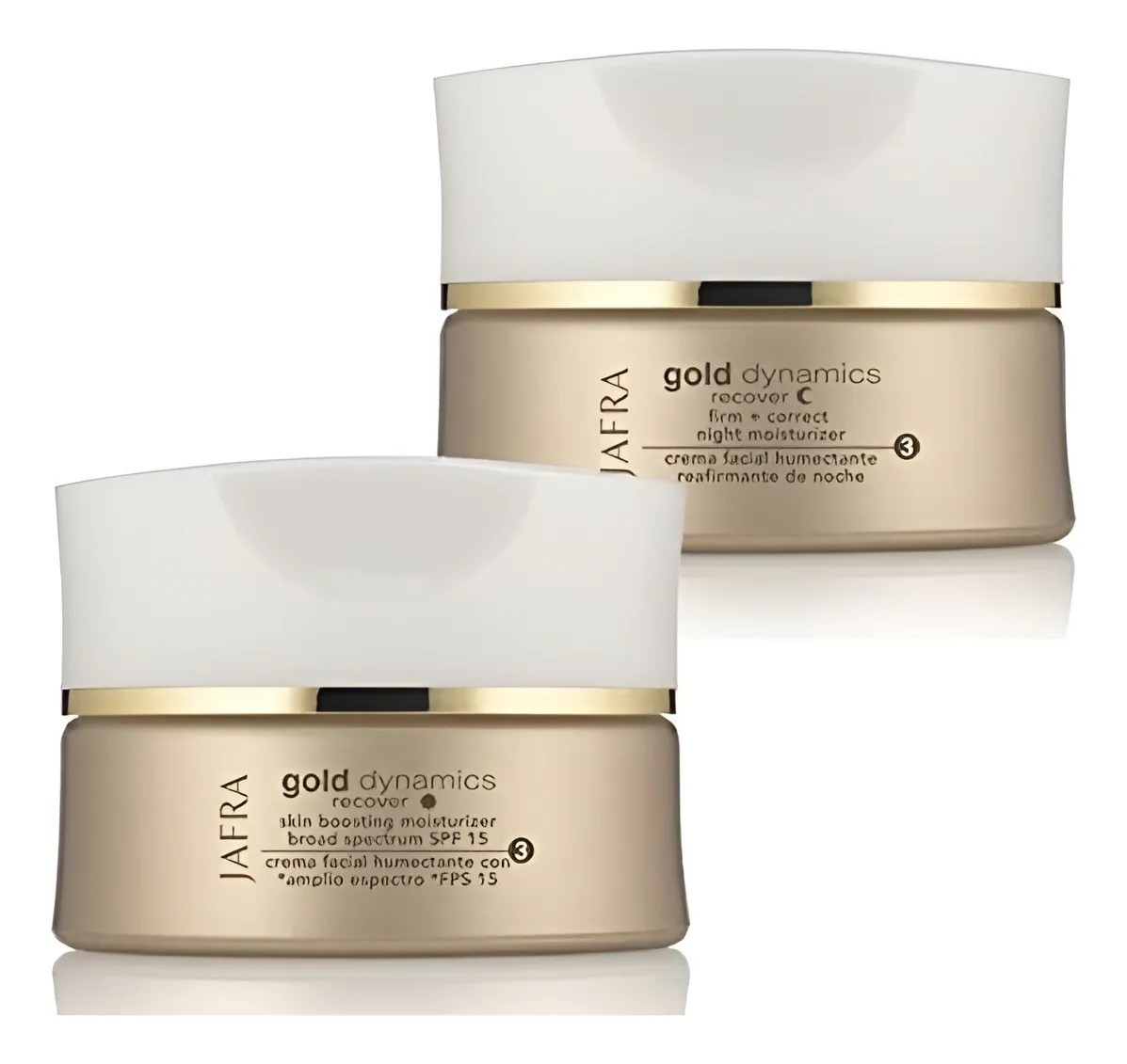 Crema hidratante potenciadora de la piel Jafra Gold Dynamics amplio espectro FPS 15 y noche 2 piezas
