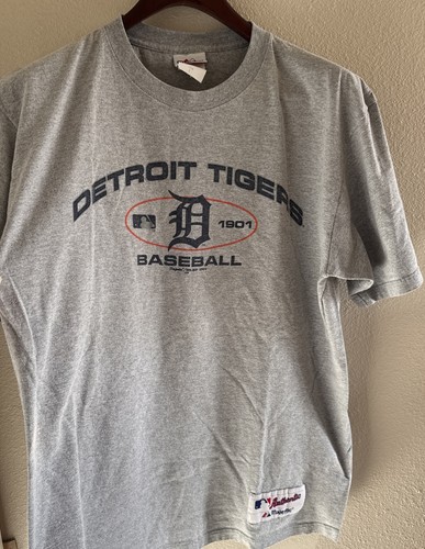 Majestic Detroit Tigers T Shirt Gray Short Sleeve Crew Neck Mens Size Large L