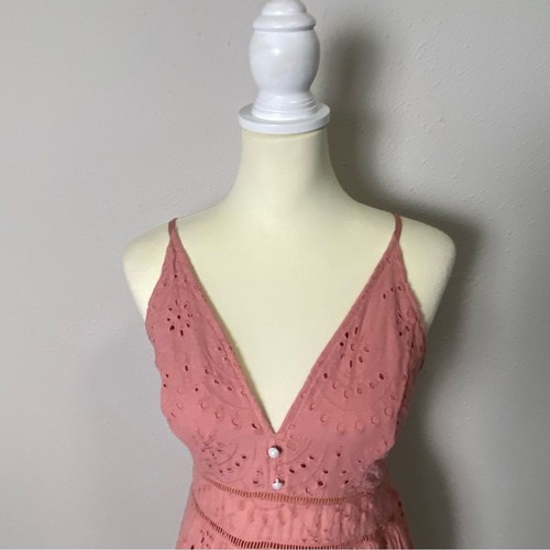 Abito donna Simplee 100% cotone blush rosa a strati con occhielli fumè taglia XL - Foto 13 di 16