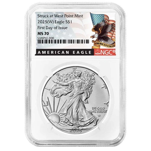 2025 (W) $1 American Silver Eagle NGC MS70 FDI Black Label