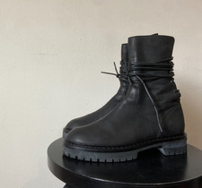 Ann Demeulemeester Louise Corset Boot Black Dusty Leather Size EU38