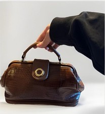 Vintage Dolce Vita Jackson Tan Textured Doctor's Bag Purse With Strap READ