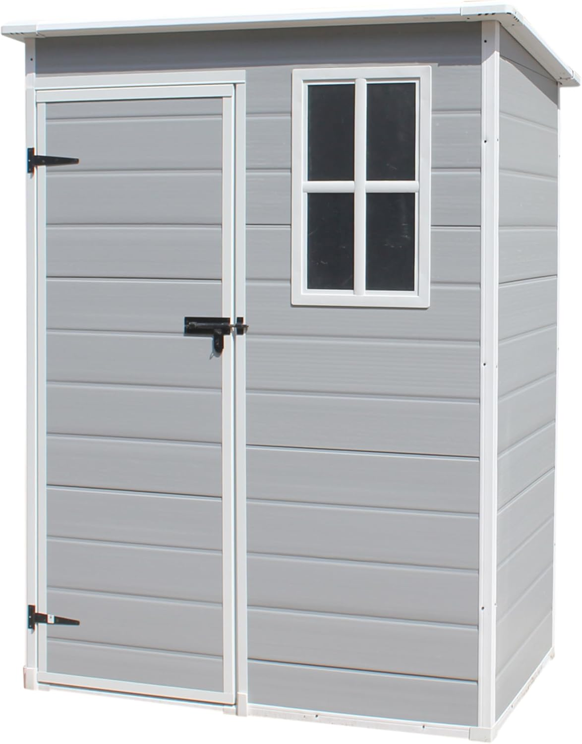 Storage Shed 5x2.6ft With Floor Vented Lockable Garden Tool Shelter Grey Plastic