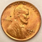 1945-S  Choice Uncirculated BU Red RD - Lincoln Wheat Cent  ~ B807