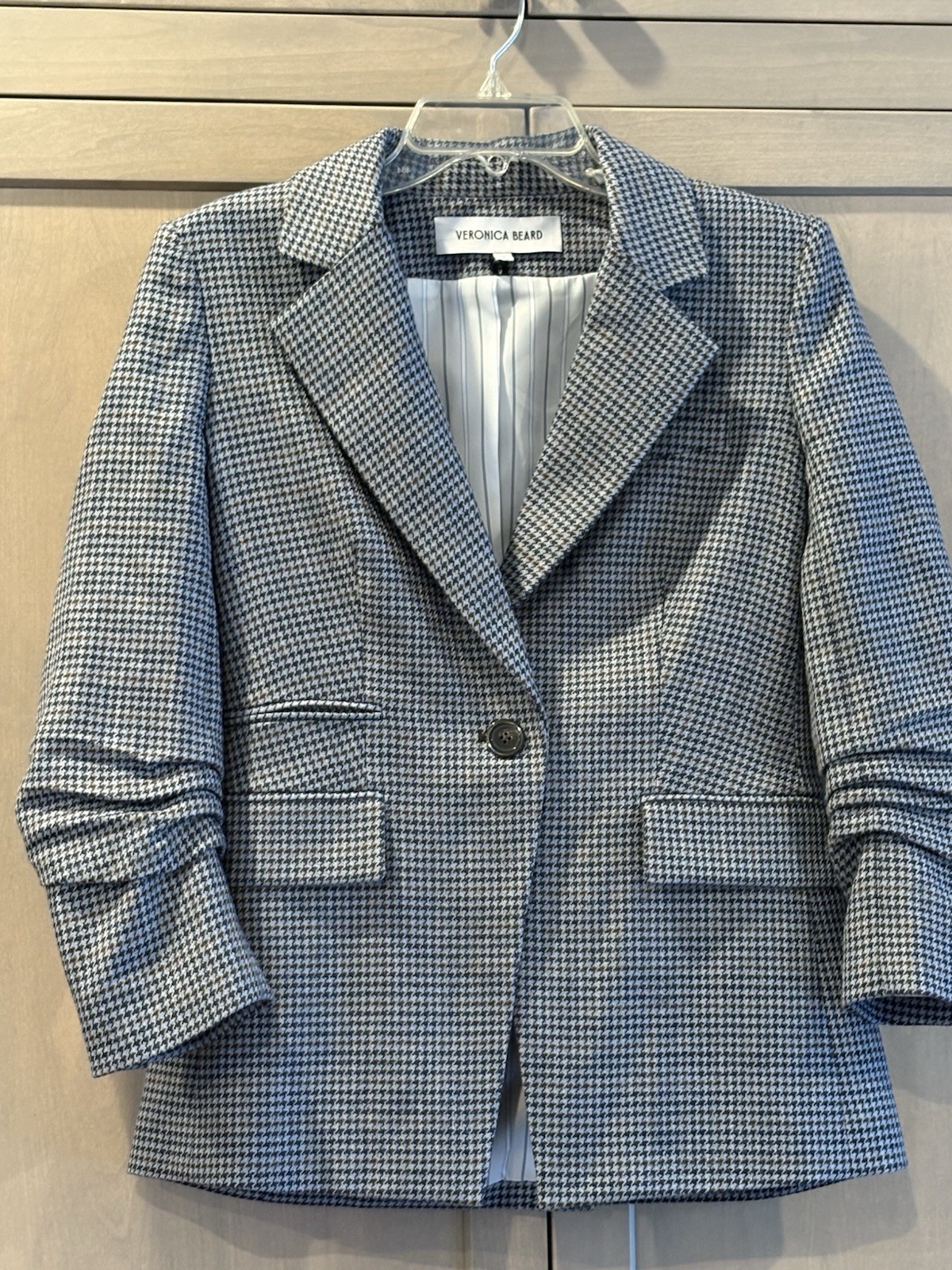 Veronica Beard Battista Houndstooth Dickey Jacket blue Wool Women's  size 4 NWOT
