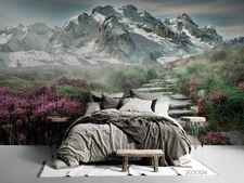 3D Mountain Snow Road Floral Self-adhesive Removeable Wallpaper Wall Mural 151