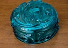 Fenton Art Glass Blue Floral Powder Jar Trinket Box with Lid Vintage