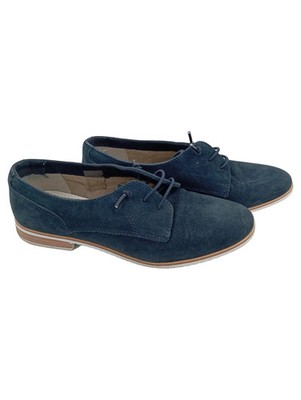 COX Damen Schnürschuhe Gr. 37 Blau Leder Casual Klassisch