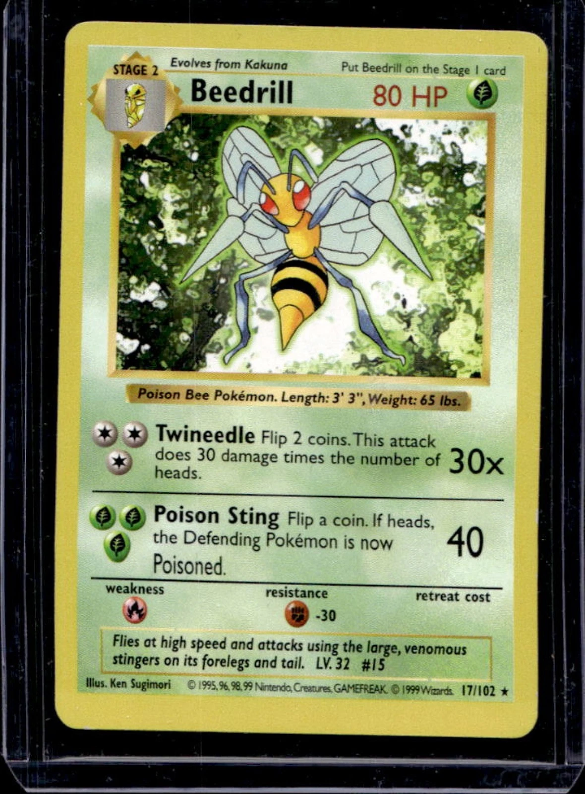1999 Pokemon Shadowless Beedrill #17/102