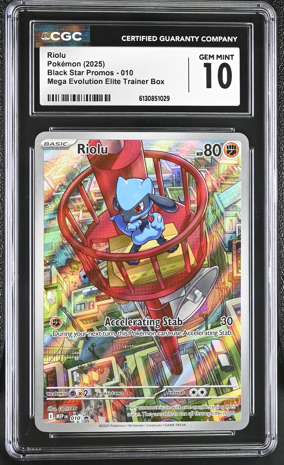 Pokémon GRADED Riolu 10 Mega Evolution ETB Black Star Promo 10 CGC ENGLISH