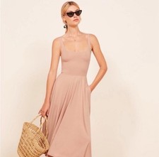Reformation Rue Knit Blush Pink Midi Dress Size Large.