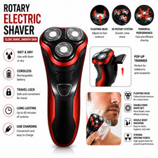 Men's Razor Rotary Waterproof Electric Shaver Pop-Up Trimmer Wet Dry Cordless US