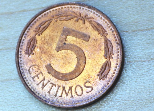 1974 Venezuela 5 Centimos Copper Clad Steel Unc.
