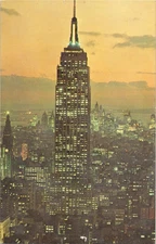 Postcard New York New York Empire State Building Sunset Skyline View