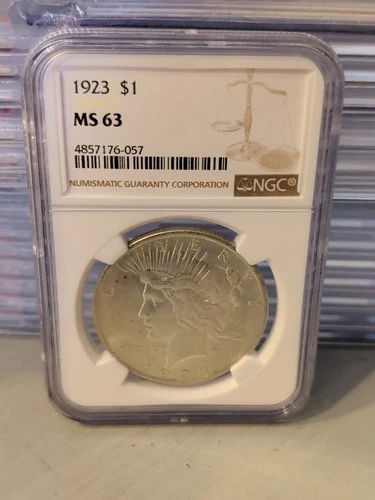 1923 Peace Silver Dollar Coin NGC MS 63 US $1 Liberty Uncirculated Certified