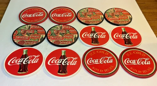 Vintage Coca Cola Plastic Coasters - (LOT OF 12 ) VALUE PRICED