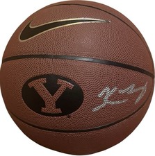 BYU Cougars Kevin Young Signed Brown Logo Basketball JSA Certified