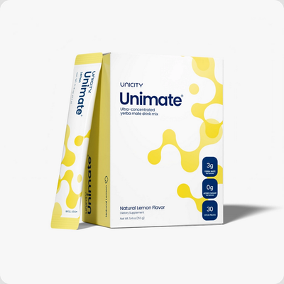 Unicity Unimate Natural Lemon 30 Sachets Energy Metabolism Exp