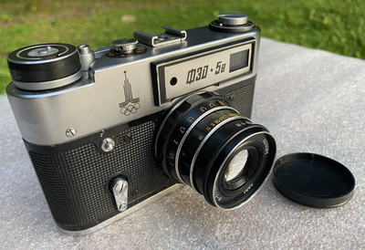FED-5B Soviet 35mm Camera + Industar I-61 L/D 55mm Lens + Leather Case + Olympic
