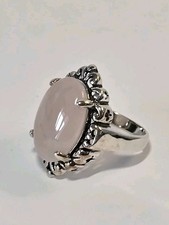 Pink Rose Quartz Sterling Silver Ring Scroll Cut Setting 925 Size 6 5.30 grams
