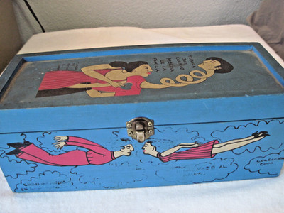 Vtg Jose Cuervo Tequila Reserva Box Only Mexican Folk Art Insert Signed Hinged