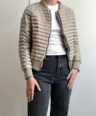 Michael Koss Lightweight Packable Down Fill Puffer Jacket Medium Beige New