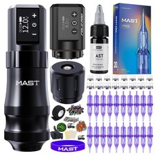 Mast Mini Professional Tattoo Kit - Cordless Pen Machine Medium, Black