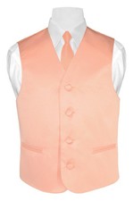 BOY'S Dress Vest  NeckTie Solid PEACH Color Neck Tie Set for Suit or Tuxedo