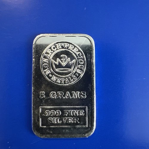 Monarch Precious Metals 5 Grams .999 Fine Silver Bar # 26115